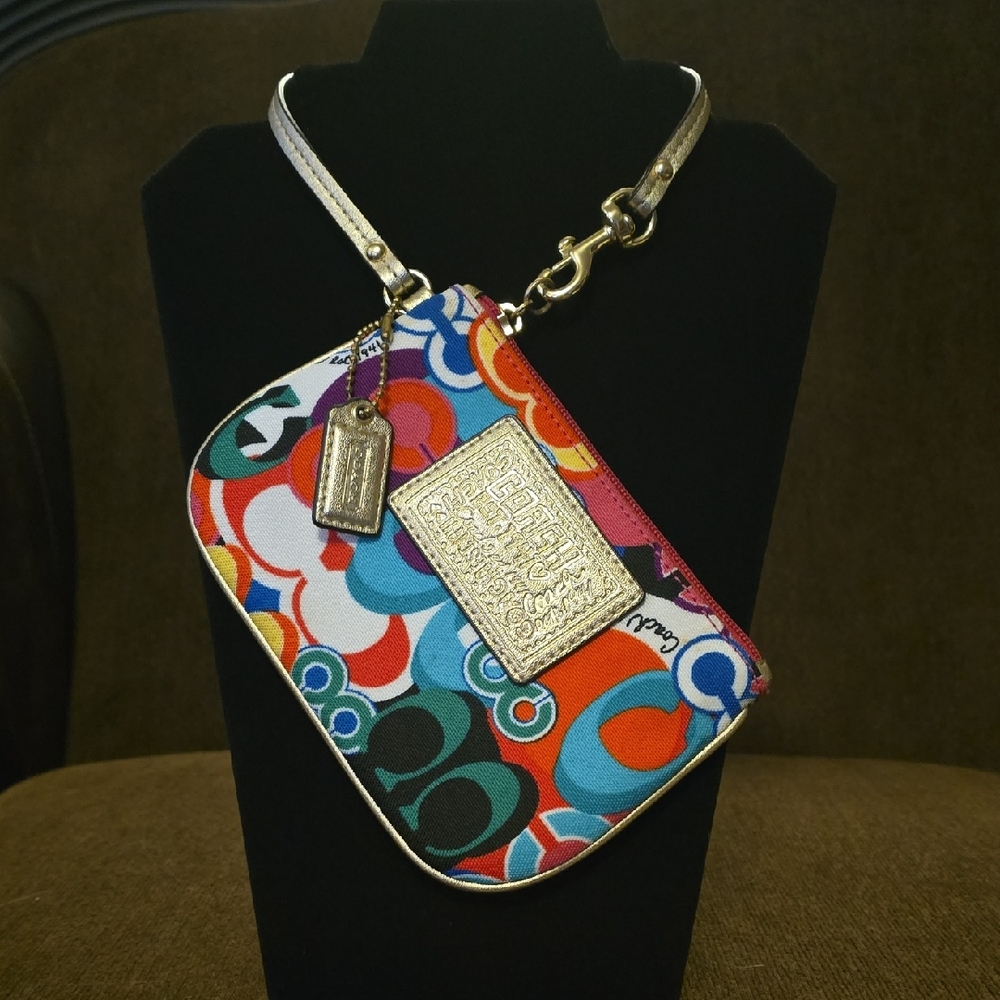 Coach Multicolor Wristlet with Gold Details NWOT